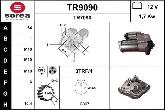 SNRA TR9090 - Стартер avtolavka.club