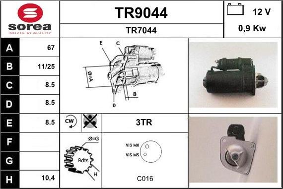 SNRA TR9044 - Стартер avtolavka.club