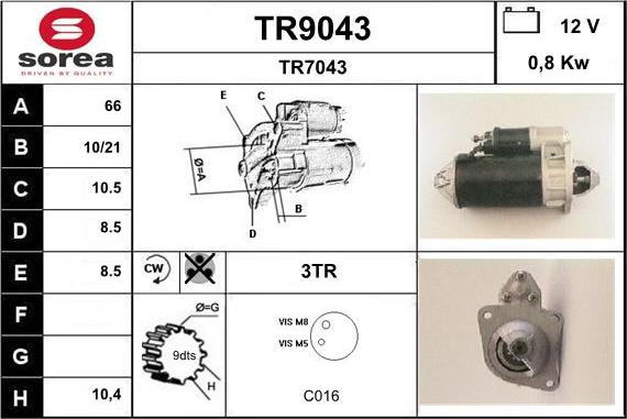 SNRA TR9043 - Стартер avtolavka.club