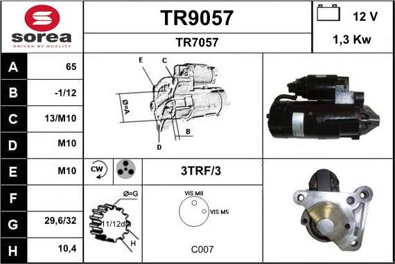 SNRA TR9057 - Стартер avtolavka.club