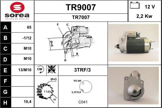 SNRA TR9007 - Стартер avtolavka.club