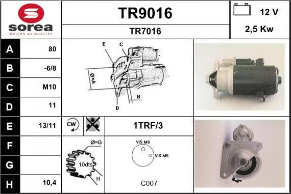 SNRA TR9016 - Стартер avtolavka.club