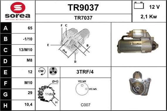 SNRA TR9037 - Стартер avtolavka.club