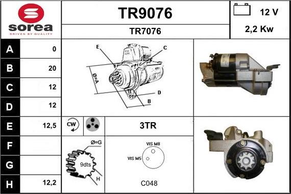 SNRA TR9076 - Стартер avtolavka.club