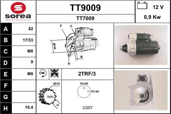 SNRA TT9009 - Стартер avtolavka.club