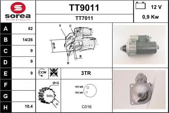 SNRA TT9011 - Стартер avtolavka.club