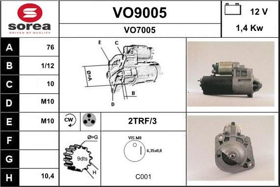 SNRA VO9005 - Стартер avtolavka.club