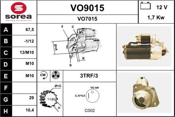 SNRA VO9015 - Стартер avtolavka.club