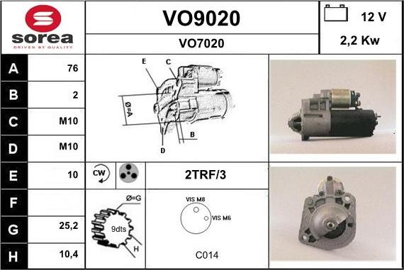 SNRA VO9020 - Стартер avtolavka.club