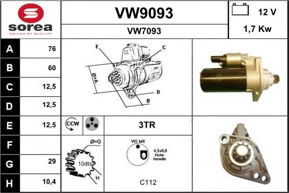 SNRA VW9093 - Стартер avtolavka.club