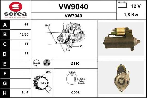 SNRA VW9040 - Стартер avtolavka.club