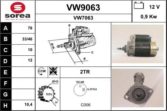 SNRA VW9063 - Стартер avtolavka.club