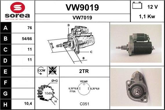 SNRA VW9019 - Стартер avtolavka.club