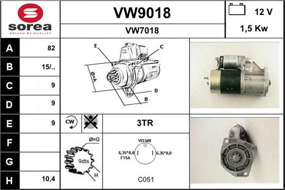 SNRA VW9018 - Стартер avtolavka.club