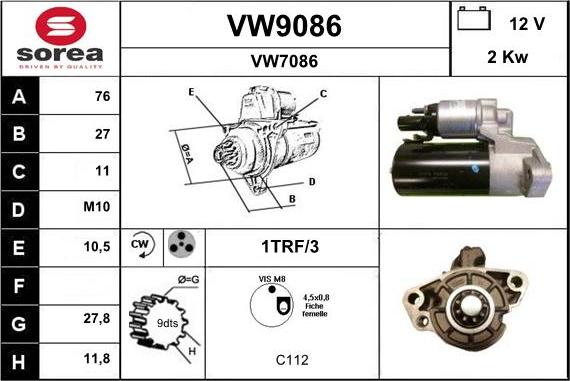 SNRA VW9086 - Стартер avtolavka.club