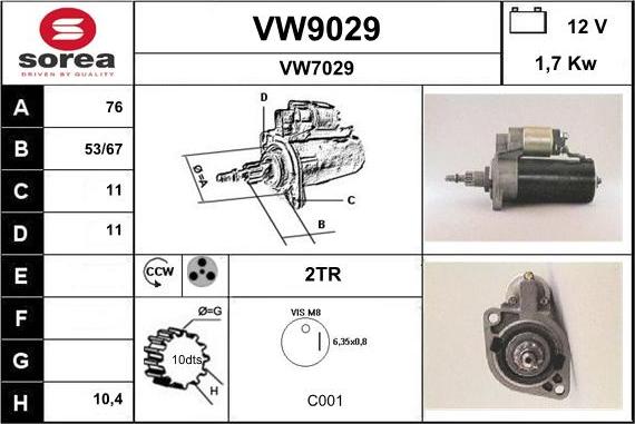 SNRA VW9029 - Стартер avtolavka.club