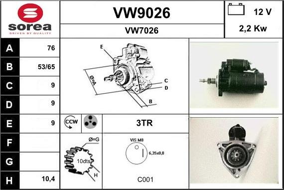 SNRA VW9026 - Стартер avtolavka.club