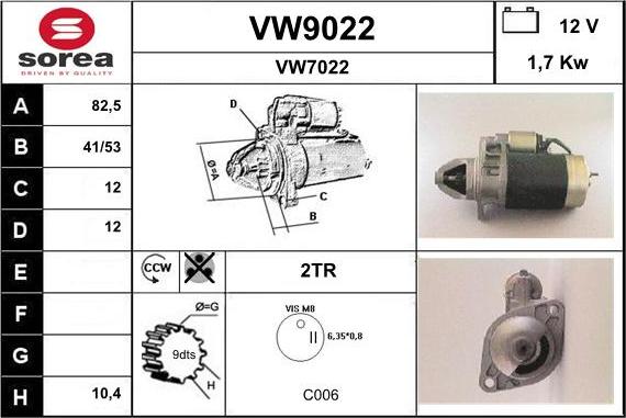 SNRA VW9022 - Стартер avtolavka.club