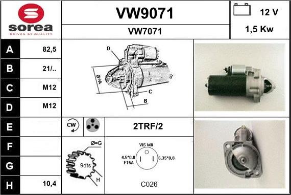 SNRA VW9071 - Стартер avtolavka.club