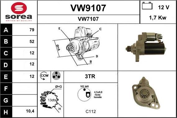 SNRA VW9107 - Стартер avtolavka.club