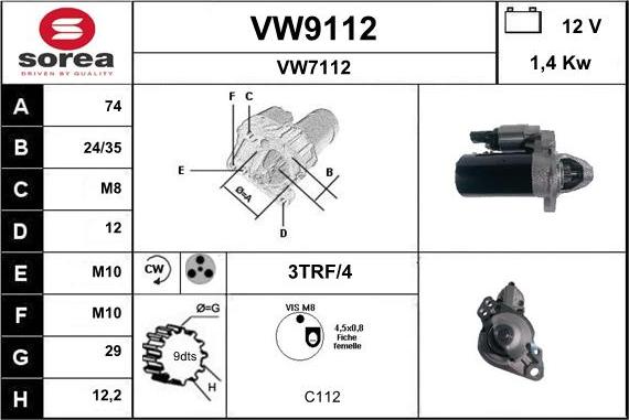 SNRA VW9112 - Стартер avtolavka.club