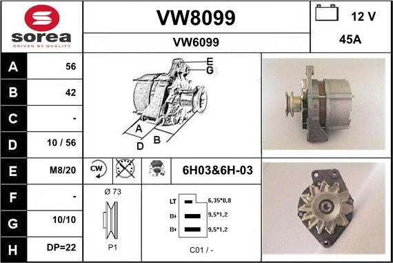 SNRA VW8099 - Генератор avtolavka.club