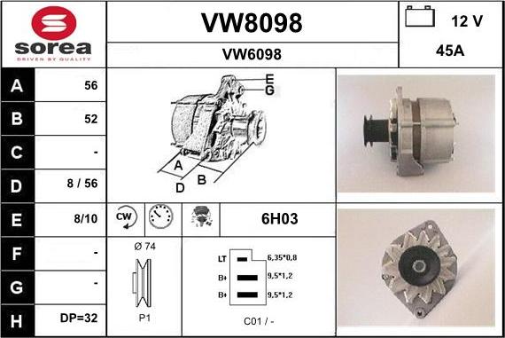 SNRA VW8098 - Генератор avtolavka.club