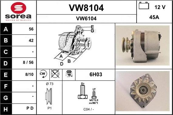 SNRA VW8104 - Генератор avtolavka.club