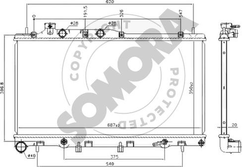 Somora 332440D - Радіатор, охолодження двигуна avtolavka.club