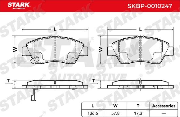 Stark SKBP-0010247 - Гальмівні колодки, дискові гальма avtolavka.club