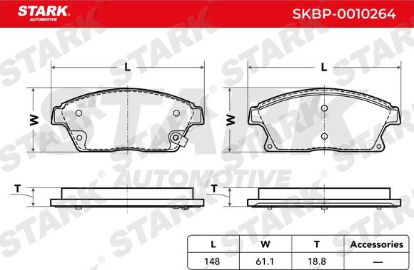 Stark SKBP-0010264 - Гальмівні колодки, дискові гальма avtolavka.club