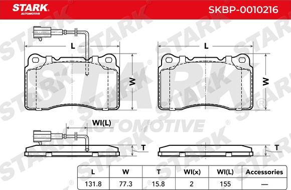 Stark SKBP-0010216 - Гальмівні колодки, дискові гальма avtolavka.club