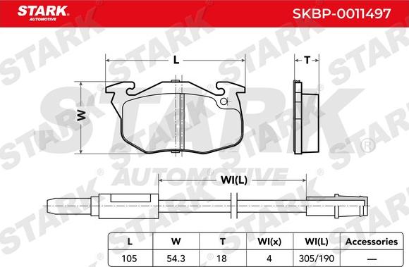 Stark SKBP-0011497 - Гальмівні колодки, дискові гальма avtolavka.club