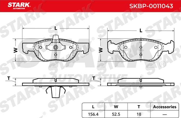 Stark SKBP-0011043 - Гальмівні колодки, дискові гальма avtolavka.club