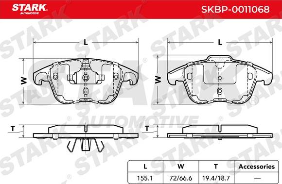 Stark SKBP-0011068 - Гальмівні колодки, дискові гальма avtolavka.club