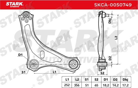 Stark SKCA-0050749 - Важіль незалежної підвіски колеса avtolavka.club