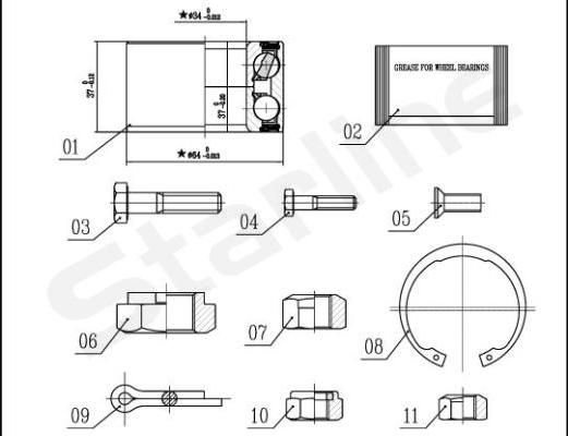 Starline LO 00593 - Комплект підшипника маточини колеса avtolavka.club