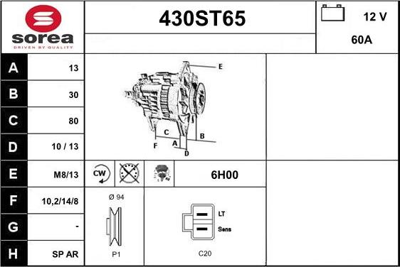 STARTCAR 430ST65 - Генератор avtolavka.club