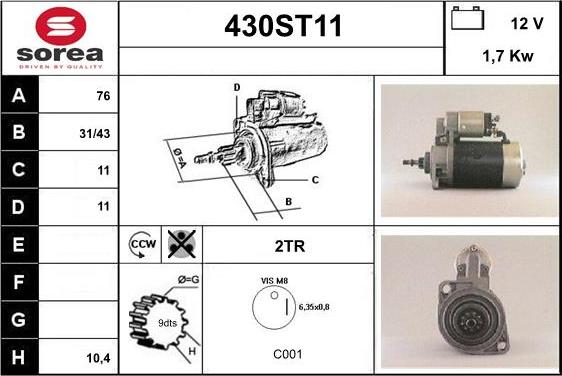 STARTCAR 430ST11 - Стартер avtolavka.club