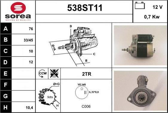 STARTCAR 538ST11 - Стартер avtolavka.club