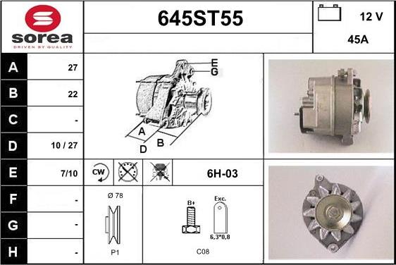 STARTCAR 645ST55 - Генератор avtolavka.club