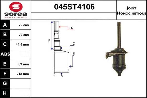 STARTCAR 045ST4106 - Шарнірний комплект, ШРУС, приводний вал avtolavka.club