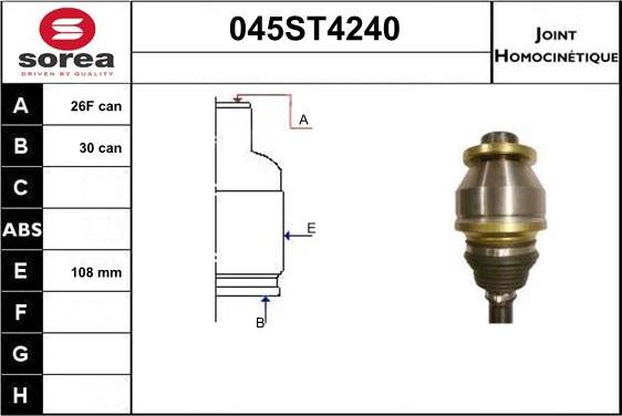 STARTCAR 045ST4240 - Шарнірний комплект, ШРУС, приводний вал avtolavka.club