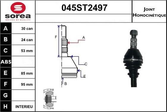 STARTCAR 045ST2497 - Шарнірний комплект, ШРУС, приводний вал avtolavka.club