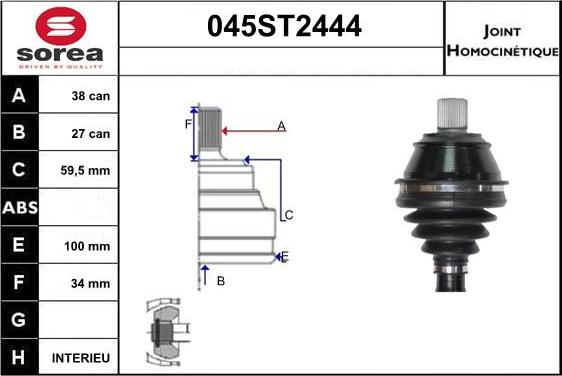 STARTCAR 045ST2444 - Шарнірний комплект, ШРУС, приводний вал avtolavka.club