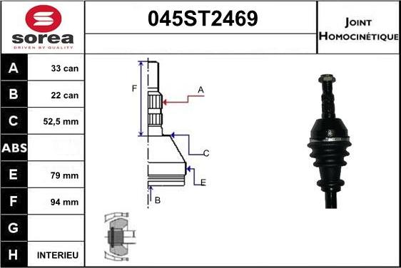 STARTCAR 045ST2469 - Шарнірний комплект, ШРУС, приводний вал avtolavka.club