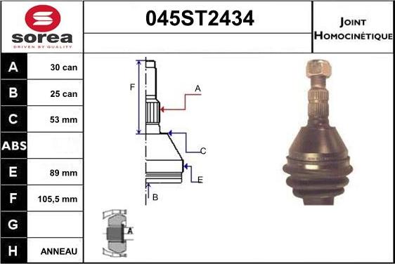 STARTCAR 045ST2434 - Шарнірний комплект, ШРУС, приводний вал avtolavka.club