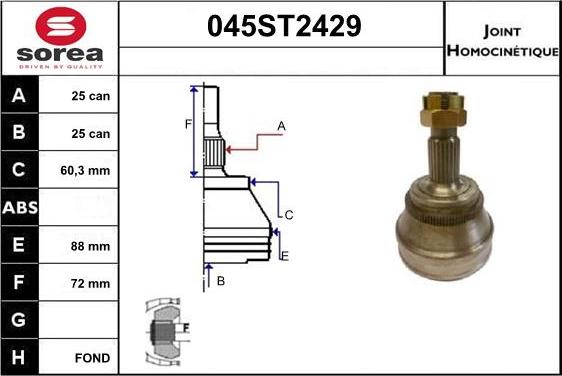 STARTCAR 045ST2429 - Шарнірний комплект, ШРУС, приводний вал avtolavka.club