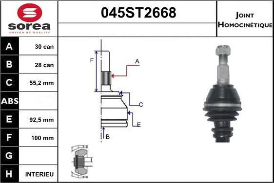 STARTCAR 045ST2668 - Шарнірний комплект, ШРУС, приводний вал avtolavka.club