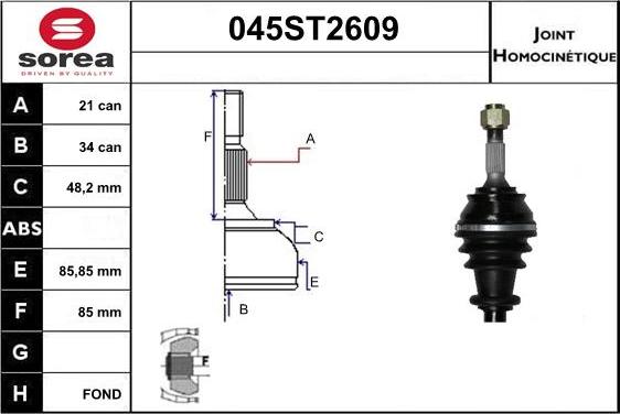 STARTCAR 045ST2609 - Шарнірний комплект, ШРУС, приводний вал avtolavka.club